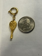 Shoe Charm Gold Tone Tennis Raquet