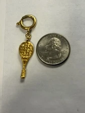 Shoe Charm Gold Tone Tennis Raquet