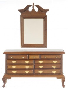 Dolls House Walnut Queen Ann Dressing Table Bedroom ...