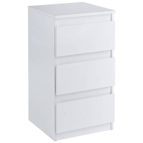 3 Drawer White Bedside Cabinet Furniture Storage Nightstand Bedroom Side Table - Picture 3 of 6