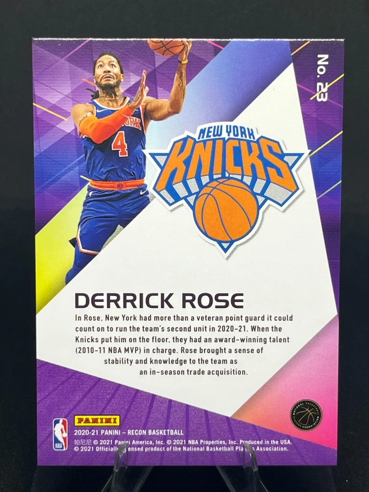 Derrick Rose 2020-21 Panini Recon PINK HOLO #23 New York Knicks - Image 2 of 2
