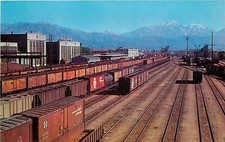 San Bernardino California 1950s Railroad Train Yard Royal Postcard 24-9260