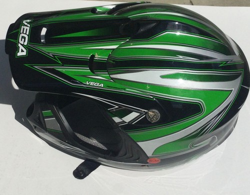 Vega Viper Jr. Med ATV Youth Full Face Helmet Green DOT Powersports Motorcycle - Picture 4 of 11