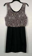 Banana Republic Dress Womens 4 Color Block Black Snake Top Keyhole Back Lined