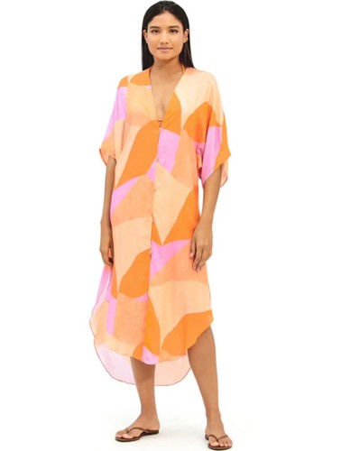 VIX by Paula Hermanny Martinica Braid Long Kaftan Cover Up Maxi Dress NWOT Sz XS