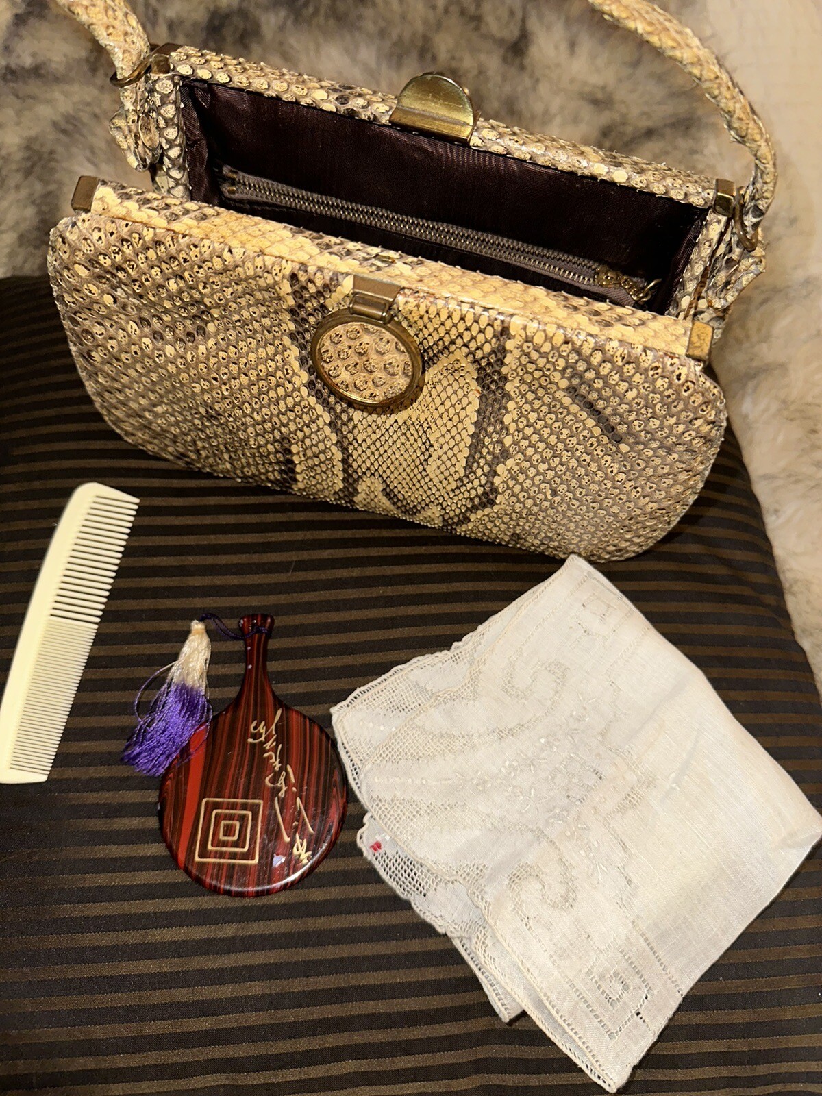 Vintage Designer Python Snake Skin DUBARRY Handba… - image 7