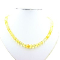 Halskette Perlen Citrin 8 Mm Kette Aus Edelstahl