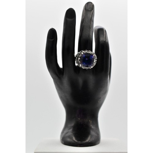 Cocktail Ring Size 8 925 Sterling Silver Purple Crystal Exquisite Statement - Picture 7 of 12