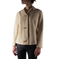 Jil Sander Vintage Women's Beige Double Breasted Wool Jacket Size EU 36