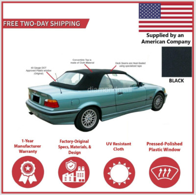 Convertible Soft Top Fits 1994-1999 BMW 3-Series E36 w/DOT Plastic Window Canvas