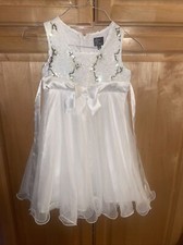 Tank Dress White / Gold Sparkle Formal Tie Back Girl's Size 6 NWT Wedding Summer