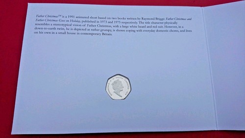 🎅 🎄 2018 GIBRALTAR Christmas Father Santa 50p Fifty Pence Coloured Coin Card - Picture 4 of 5