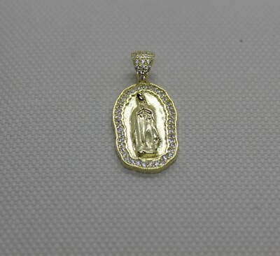 SILBER ANHÄNGER MADONNA VON GUADELOUPE VERGOLDET WEISSE ZIRKONIA MM 14X30 EXPLOIT