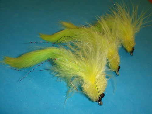 FLY FISHING FLIES - Chartreuse TARPON TOAD (BUNNY) size #2/0 (3 pcs.) 