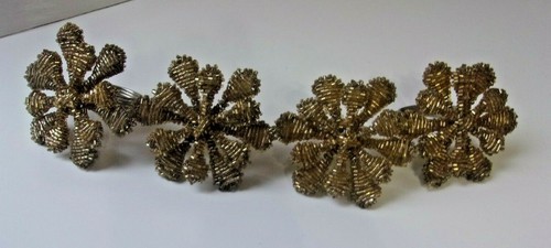 GOLD BEADED SNOWFLAKE NAPKIN RINGS x 4 - 第 1/4 張圖片