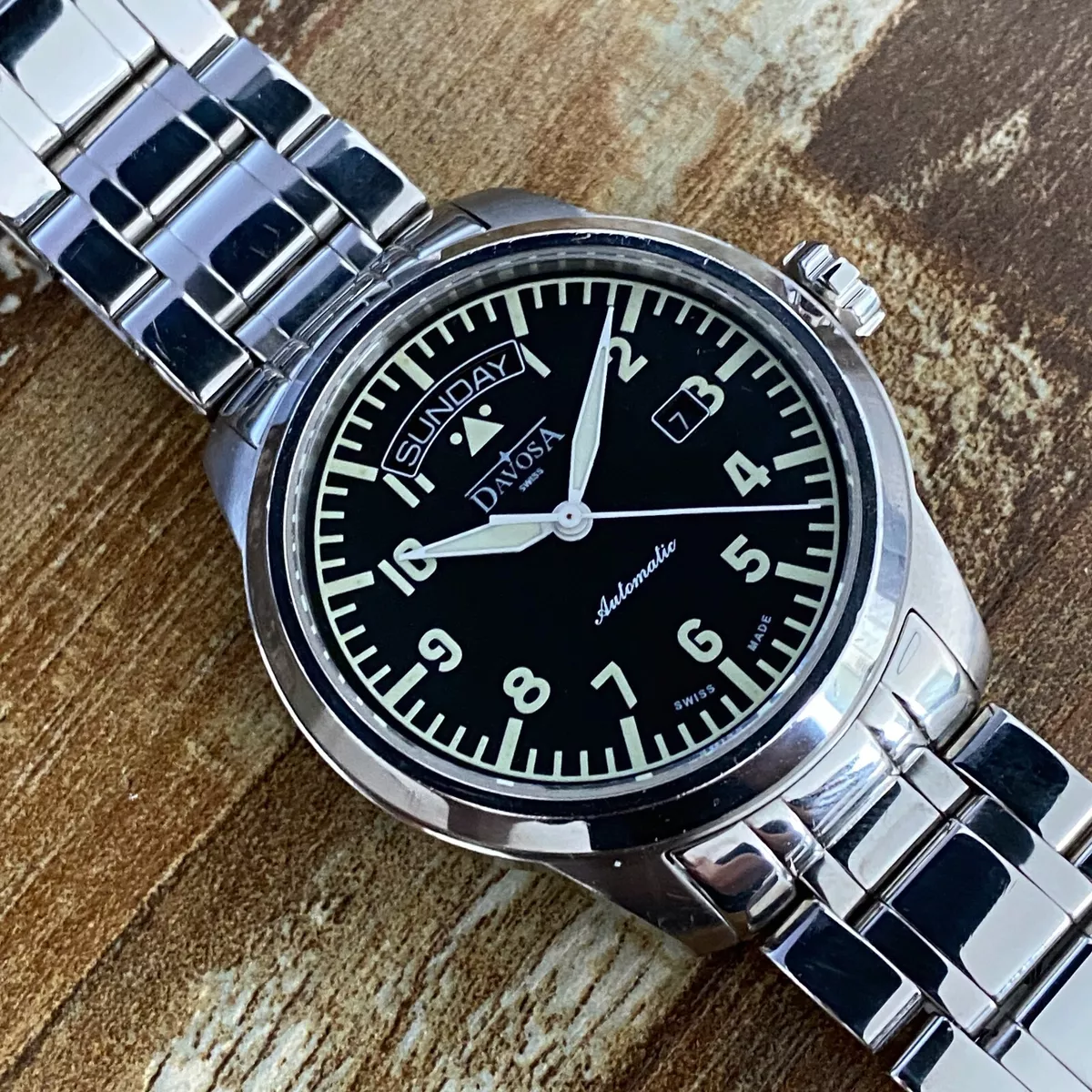 Davosa Simplex Day Date Newton Pilot 44mm Automatic Men s Watch 50M 16143156