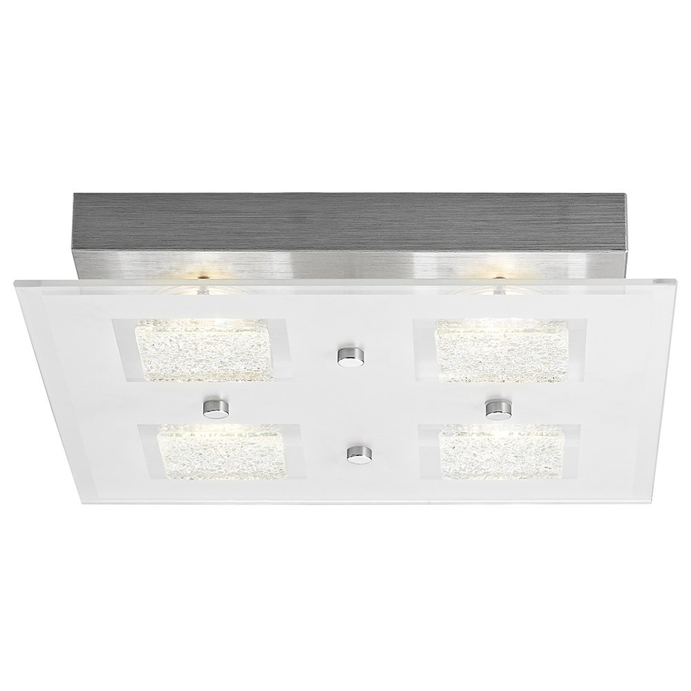 Modern Chrome Square LED Bathroom Light with Clear/Frosted Glass Plate by Hap...