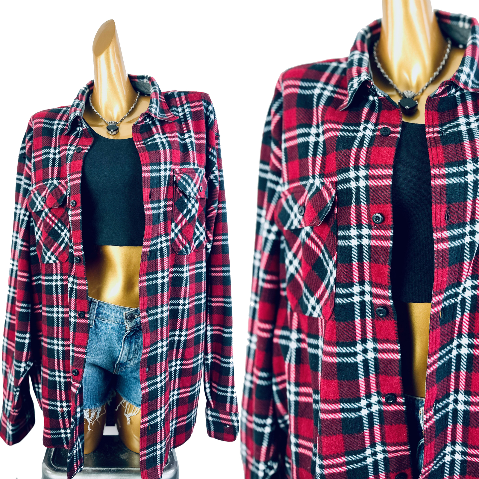 Vintage VTG 90s  grunge plaid flannel button up s… - image 1