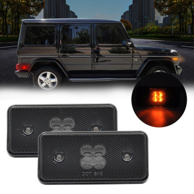 02-14 Benz W463 G-Class Wagon Front Amber LED Side Marker Lights Smoke Lamps