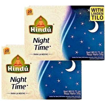 Night Time Tea Bags Chamomile-Louise-Linden-Lemon Balm-Mint 20 Bags Box 2 Boxes
