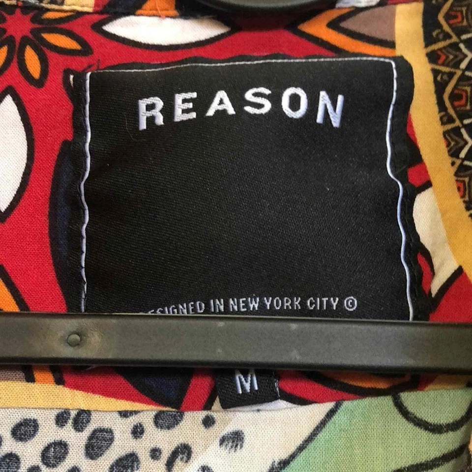 Reason casual button down mens sz M funky retro animal print Cheetah - Image 4 of 4