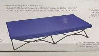 Regalo My Cot Portable Toddler Bed Blue 75 lbs New Camping Daycare 