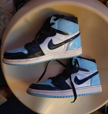 NIKE JORDAN 1 SNEAKER LACKLEDER BLAU 2019 Gr. 43 US 9,5 SEHR GUTER ZUSTAND