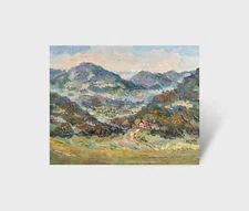 Oil painting Carpathians Ukrainian painter fiberboard original landscape art