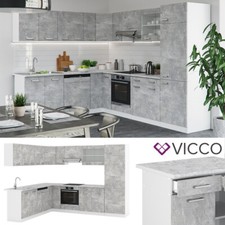 Cucina componibile R-Line Cucina angolare senza elettrodomestici Cemento Vicco