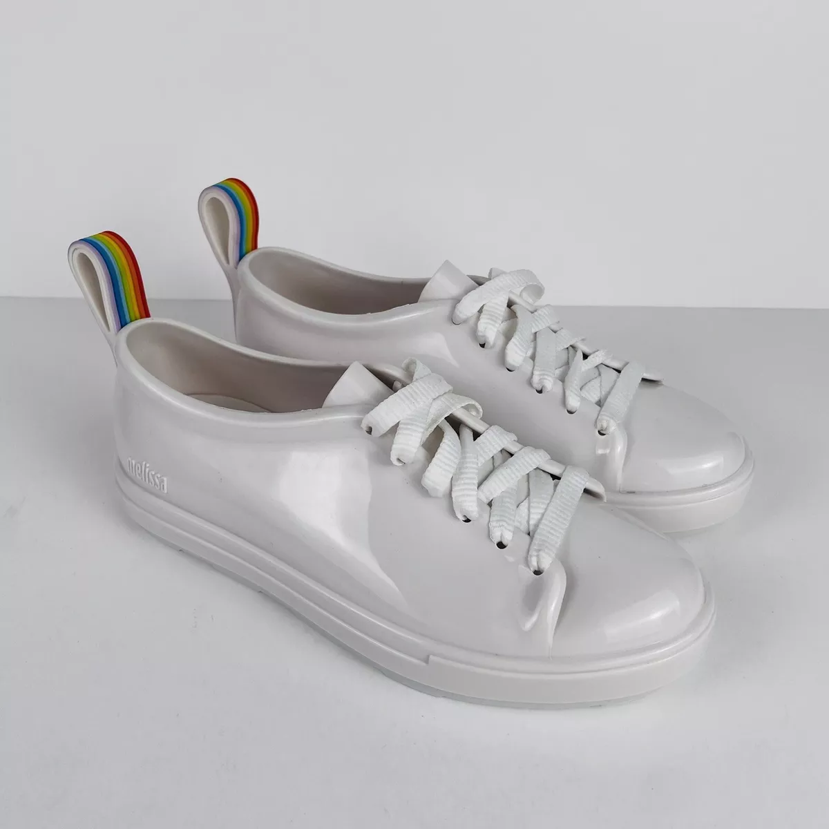 Mel dreamed by Melissa White Rubber White Glossy Shoes w Rainbow