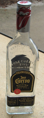 Empty Jose Cuervo Blue Agave Tequila Bottle 2015 Rolling Stones Tour Pick Silver