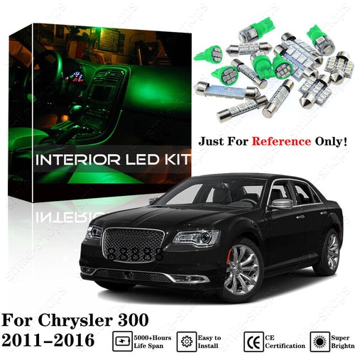 13X Green Interior LED Light Kit +White License Light For Chrysler 300 2011-2016 - Bild 1 von 11