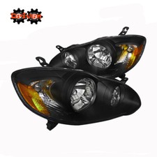 Fits 03-08 Toyota Corolla Headlights Corner Black Housing Amber Euro S Ce Base Fits 03-08 Toyota Corolla Headlights Corner Black Housing Amber Euro S Ce Base
