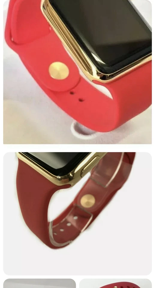 Enchapado en Oro 24K 44 45 49MM Eslabones Banda Hebilla Mantequilla Rojo Banda Deportiva Pin Dorado Foto 2 de 2