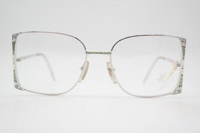 Vintage Brille Metal Vista FIRST Class 23 Silber Grün Eckig Brillengestell