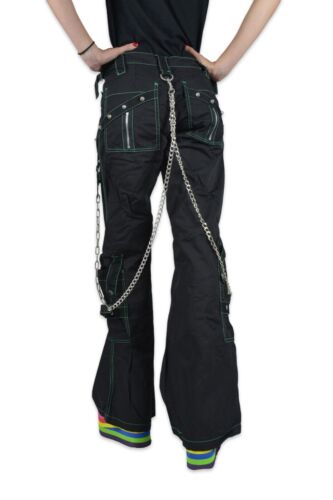 Rare Tripp NYC Bondage Baggy Goth Rave Grunge Black Green Details Pants AF6962 - Picture 4 of 12