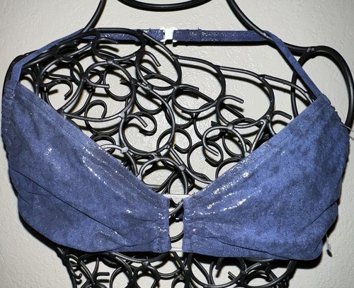Nautica Bikini Top swimming suit top blue shiny bikini top size small - Picture 3 of 8
