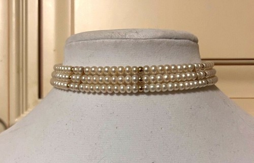 3 STRAND FRESHWATER PEARL 14KT. GOLD 