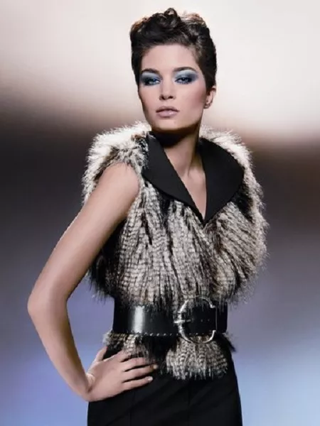 HEINE GORGEOUS FAUX FUR SHORT VEST SLEEVELESS JACKET SIZE UK 10