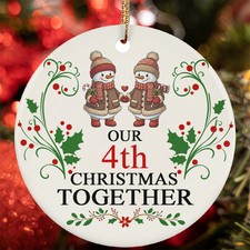 Our 4th Christmas Together Ornament Funny Snowman Couple 4 Year Anniversary Gift