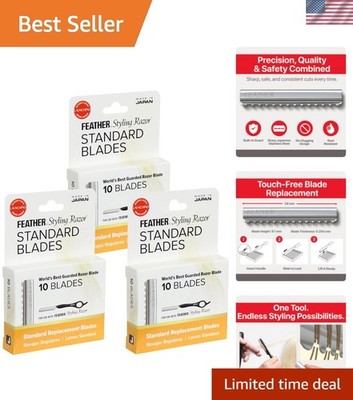 Professional Hair Cutting Blades Refill - Safe & Sharp Stainless Steel 30 Ct