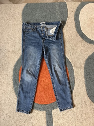 Pantalones de mezclilla ajustados Free People talla 30 lavado medio elástico botón mosca - Imagen 1 de 7