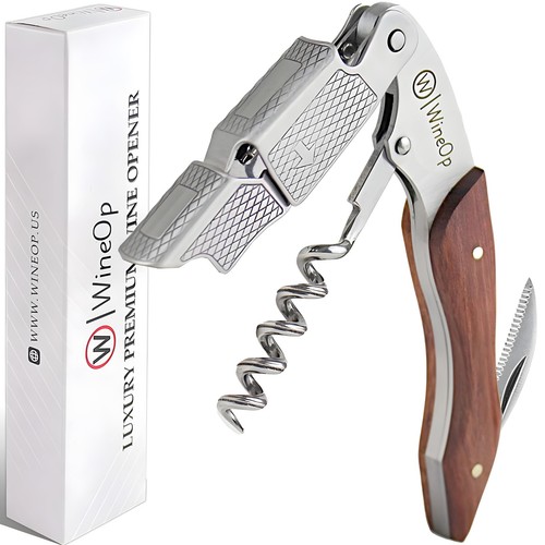 WineOp Professional Wine Opener Luxury Double Hinged Waiter's Corkscrew Wine ...