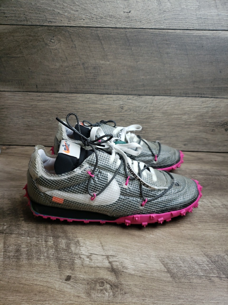 OFF WHITE X NIKE Nike Off White x Waffle Racer Fucsia Retro Sneakers CD8180 001 Donna Taglia 12 5