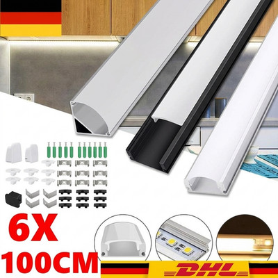 LED Profil Aluprofil Alu Schiene Leiste Profile für LED-Streifen Eloxiert 6*1M