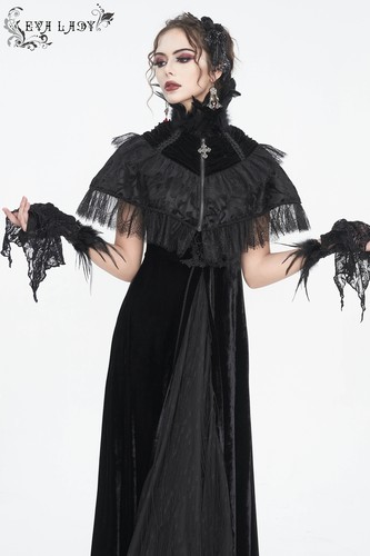 Eva Lady Women Gothic Punk Beaded Feather Lace Wrist Decoration Gloves - Bild 10 von 27