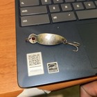 VINTAGE 2 3/4" A.L. & W GOLD RED EYE POPEYE FISHING SPOON — photo 1