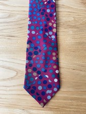 Vintage St Michael M&S Silk Tie Men Red Geometric Polka Dot Retro 1993 Deadstock