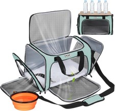 Pet Carrier Cat Dog TSA Travel Bag Soft Sided Medium 17.5 Green