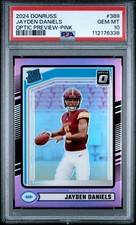 2024 DONRUSS OPTIC JAYDEN DANIELS #389 OPTIC PREVIEW PINK RATED ROOKIE PSA 10